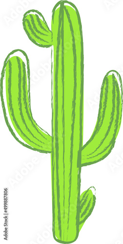 Vector dibujo cactus color verde con flor rosa 