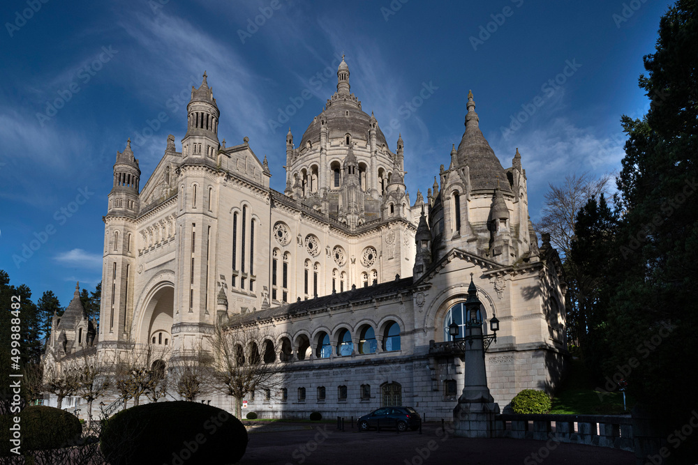 Exterior architecture of the basilica of Lisieux in Normandy, France