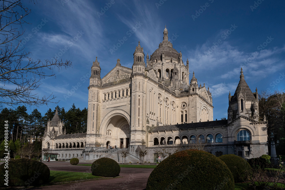 Exterior architecture of the basilica of Lisieux in Normandy, France