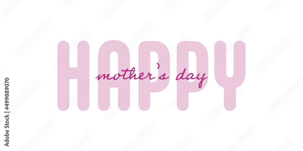 Text : Happy mother’s day, with pink text on a white background