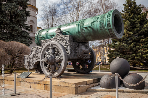 Moscow, Russia April 19, 2022.  Kremlin, famous  Tsar Gun.
