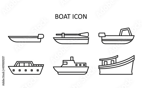 Vector illustration. Boat with paddle. Linear drawing