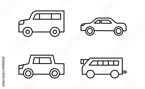 Vector illustration with car icon. Outline drawing