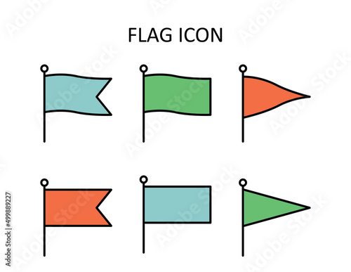 Vector illustration with small flag. Outline icon.