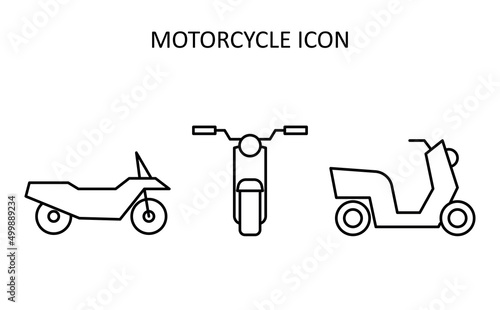 Vector illustration with motorcycle icon. Outline drawing