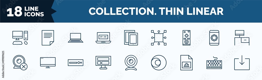 set of collection. thin linear web icons in outline style. thin line ...