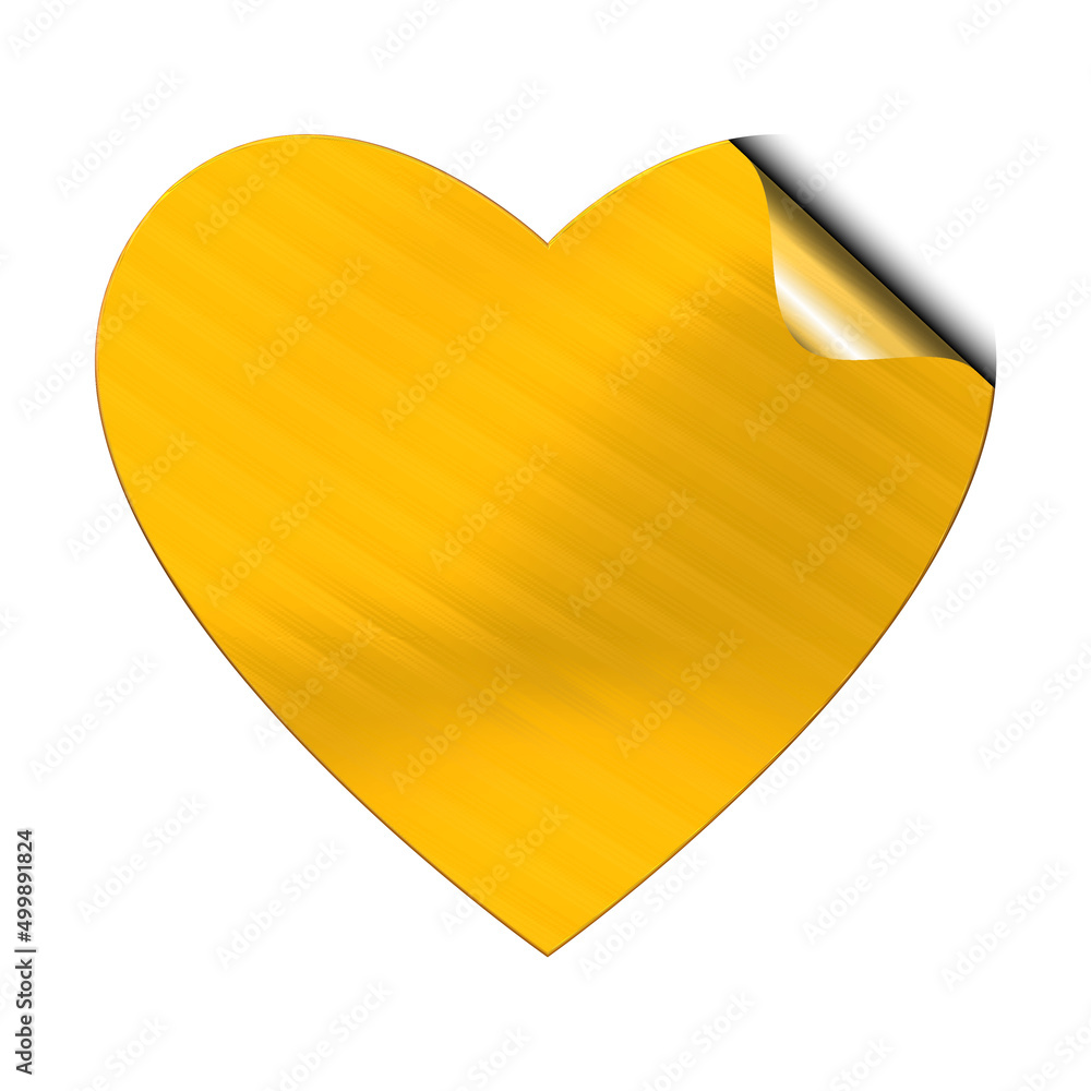 heart paper note label banner with flip corner Stock Illustration