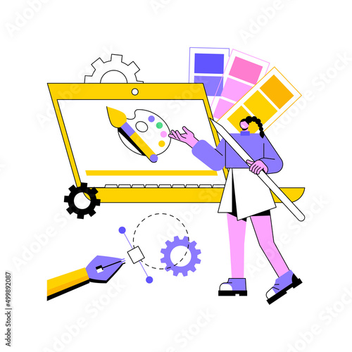 Digital pen abstract concept vector illustration. Digital writing hardware, capture handwritten notes and drawings, digital paper, electronic erasing, brush stroke, notebook abstract metaphor.