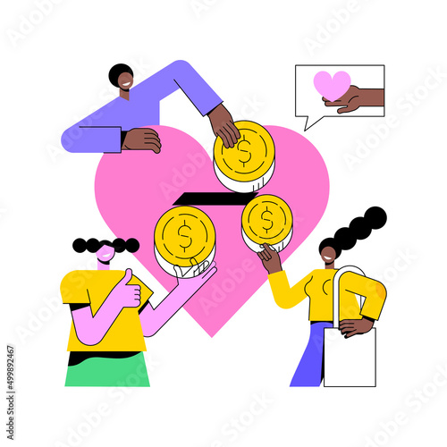 Donation abstract concept vector illustration. Donation fund, charitable giving, nonprofit service, gift in kind, tax deductible money donating, charity organization support abstract metaphor.