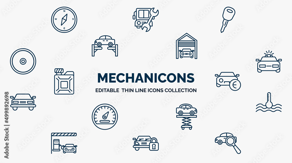 concept of mechanicons web icons in outline style. thin line icons such ...