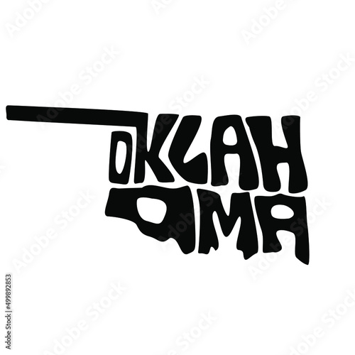 Oklahoma map typography. Oklahoma state map typography. Oklahoma lettering.