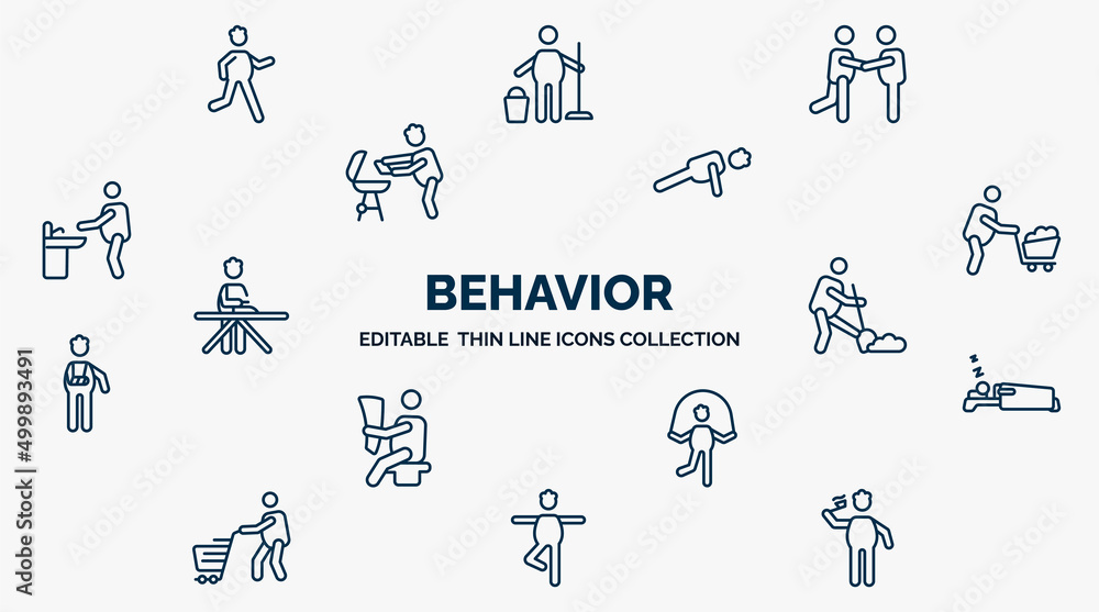 concept of behavior web icons in outline style. thin line icons such as ...