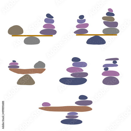Set of colorful stones is used as an illustration of a spa or meditation