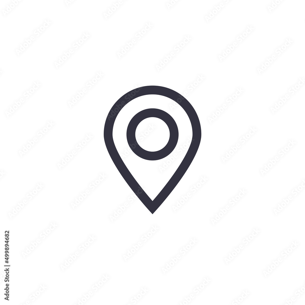 Vector map location gps icon. Blue outline isolated sign on white background Vector map location gps icon. Blue outline isolated sign on white background