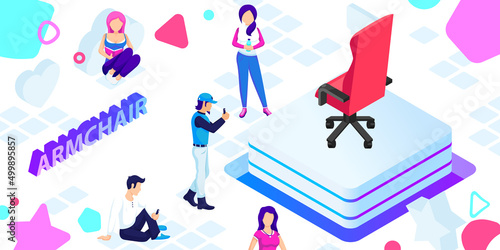 Armchair isometric design icon. Vector web illustration. 3d colorful concept