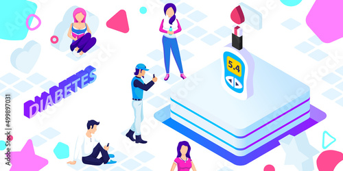 Diabetes isometric design icon. Vector web illustration. 3d colorful concept