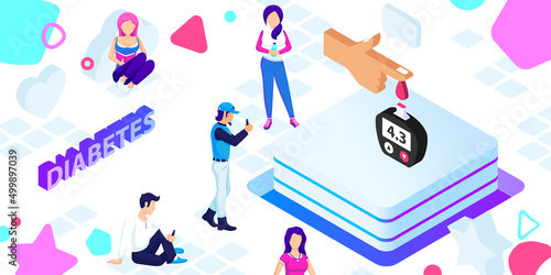Diabetes isometric design icon. Vector web illustration. 3d colorful concept