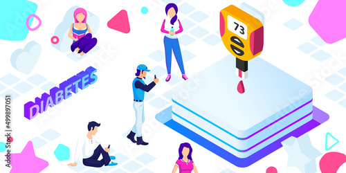 Diabetes isometric design icon. Vector web illustration. 3d colorful concept