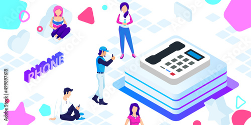 Phone isometric design icon. Vector web illustration. 3d colorful concept