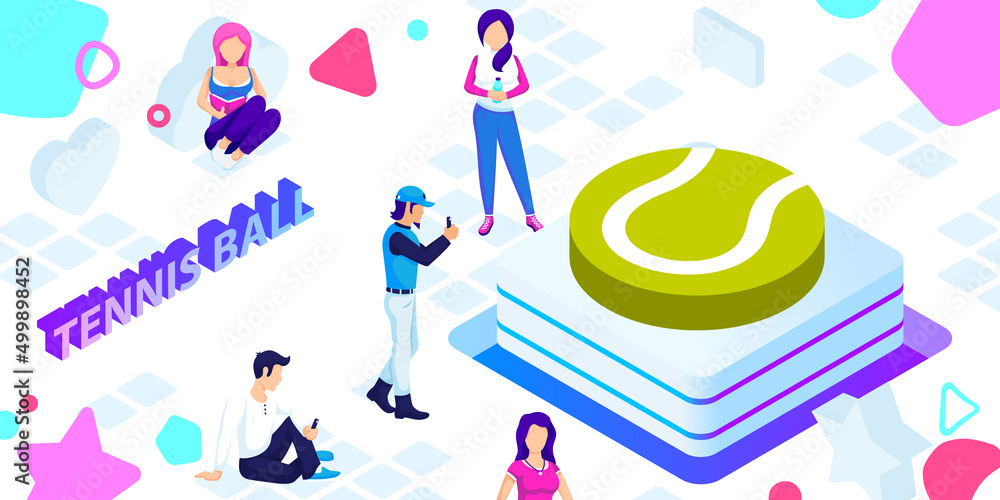 Tennis ball isometric design icon. Vector web illustration. 3d colorful concept Tennis ball isometric design icon. Vector web illustration. 3d colorful concept