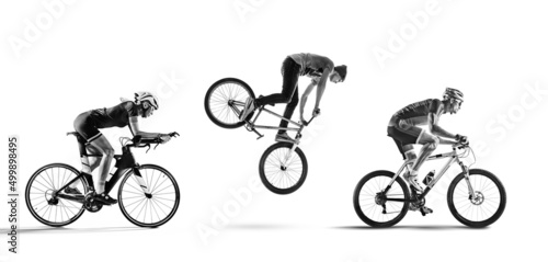 Fotografia Combined black and white picture on a bicycle theme