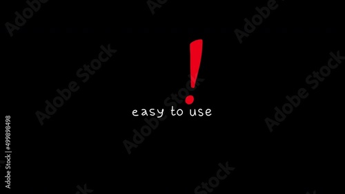 Exclamation mark. 9 cartoon hand-drawn elements in 2d. Animation of the element of emotion, attention, surprise, admiration. Transparent background, alpha channel