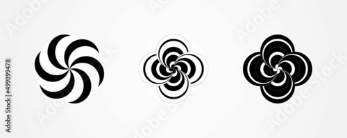 Minimal abstract symbol set Circle vortex logo Geometric shape Vector illustration