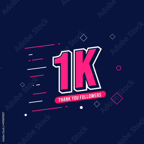 Thank You 1K Followers. Template Background Design. Congratulation Post Social Media Template