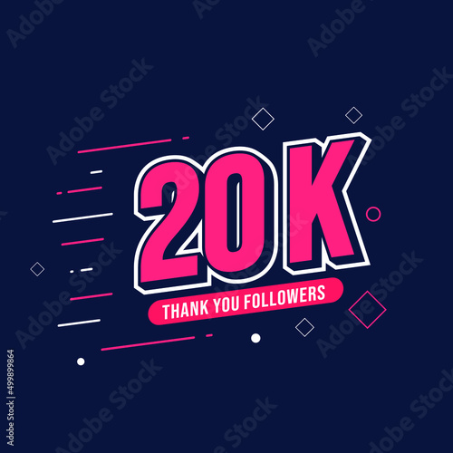 Thank You 20K Followers. Template Background Design. Congratulation Post Social Media Template