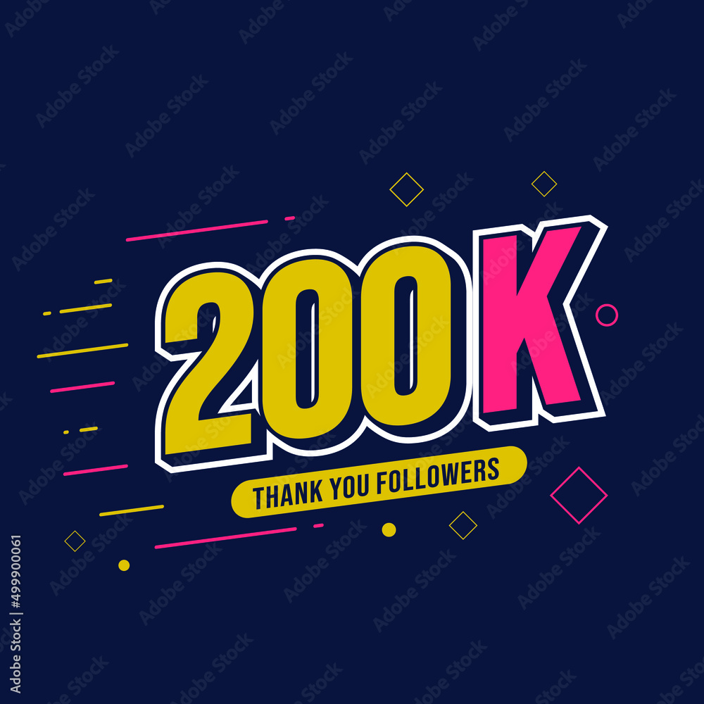 Fototapeta premium Thank You 200K Followers. Template Background Design. Congratulation Post Social Media Template