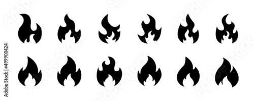 Fotografie, Obraz Fire flame icon collection isolated on white background