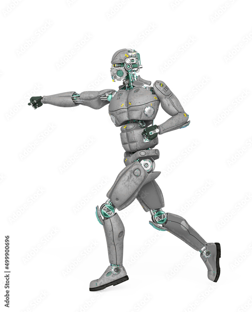 robot test is doing a karate pose