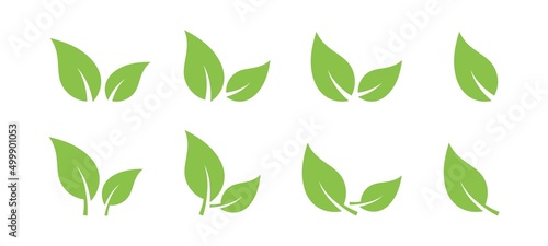 Black leaves icon set isolated on white background. Eco leaves. Eco  bio sign logo. Health care. Nature art. Vegeterian and vegan signs and sumbols. Different leaves shapes. Vector graphic. EPS 10