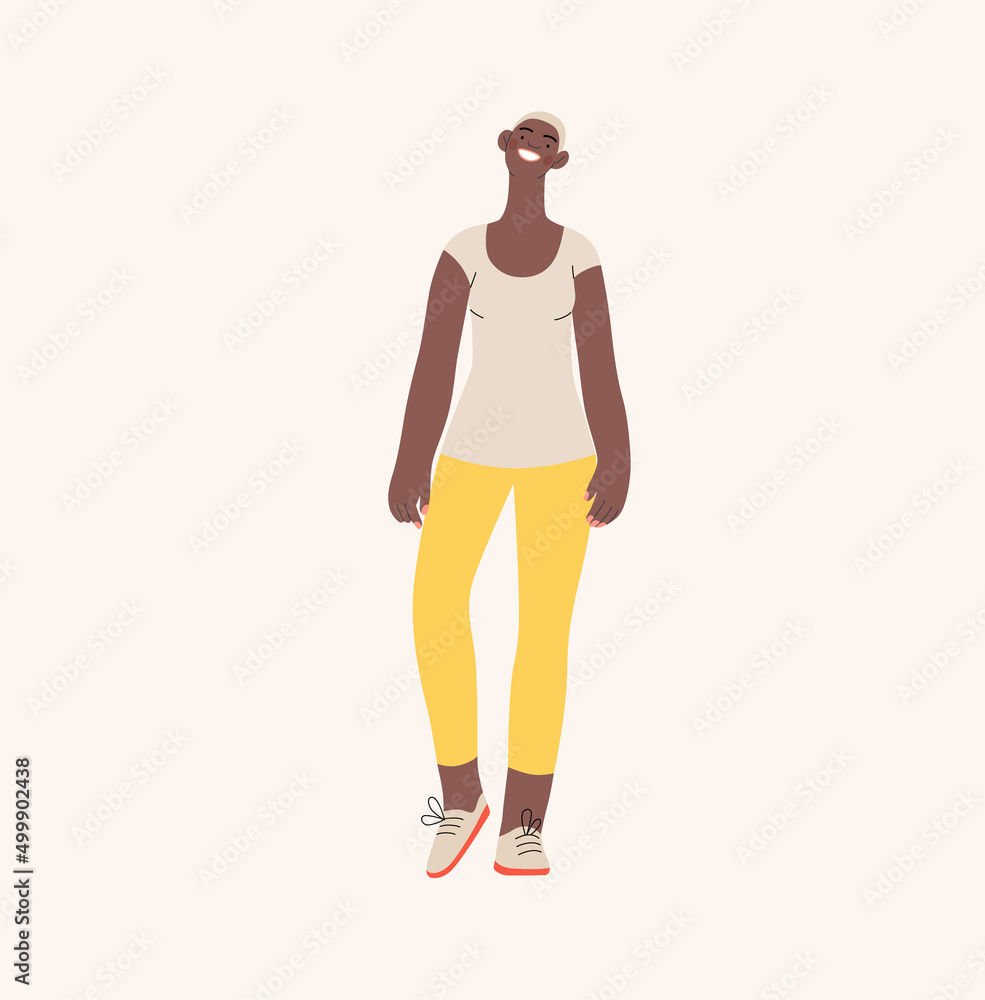 People portrait - Women -Modern flat vector concept illustration of a standing young woman, user avatar, full-length portrait. Creative illustartion, feminism protest, girl power, ethnicity diversity
