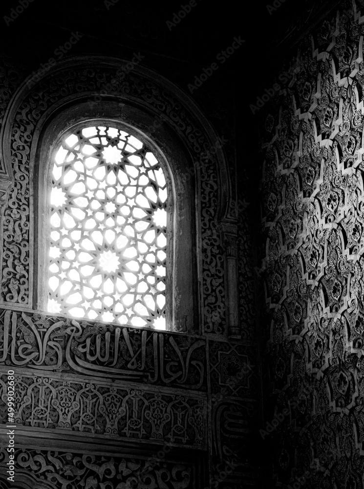 Stained window in Alhambra, World Heritage Site (Granada, Spain)