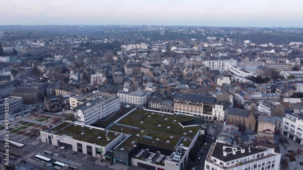 Aerial Cityscape of Saint Brieuc in Brittany, France. Forward Flight. Aerial Cityscape of Saint Brieuc in Brittany, France. Forward Flight.