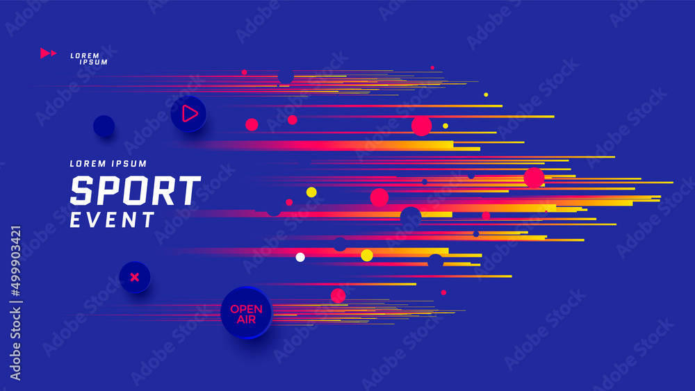 Sports event banner design in blue and red colors. Abstract cover with gradient lines. Vector illustration Sports event banner design in blue and red colors. Abstract cover with gradient lines. Vector illustration