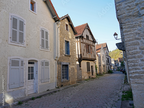 Street and very old houses, Burgundy France 