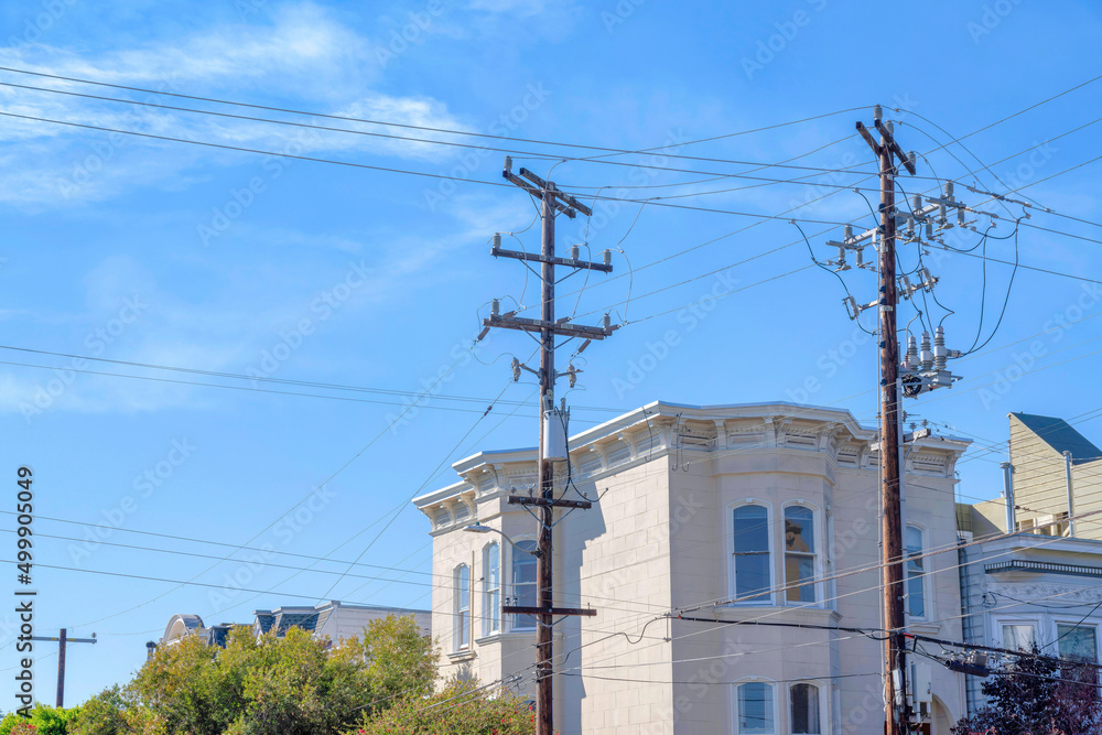 Electric posts at the residential area in San Francisco, California Electric posts at the residential area in San Francisco, California