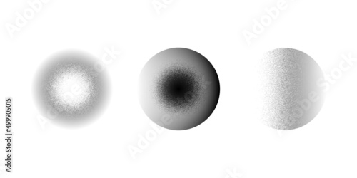 Dotwork 3D Spheres vector background. Sand grain effect. Black noise stipple dots. Abstract noise dotwork balls.