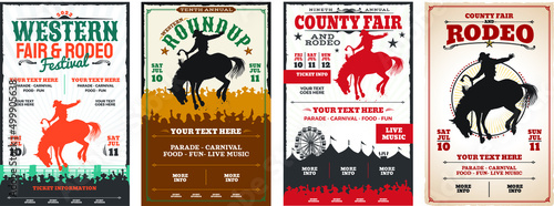 Foto Four (4) different rodeo or county fair event posters.