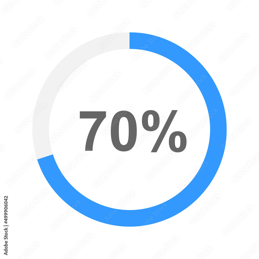 70 percent filled round loading bar or battery charging icon. Progress, waiting, transfer, buffering or downloading symbol isolated on white background. Vector flat illustration 70 percent filled round loading bar or battery charging icon. Progress, waiting, transfer, buffering or downloading symbol isolated on white background. Vector flat illustration