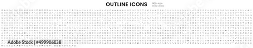 Set of outline icons with editable stroke. This pack included business, cloth, cooking, account and web icons