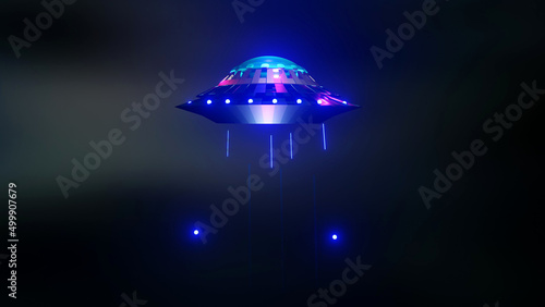 UFO. Undefined Flying Object. 3D render illustration