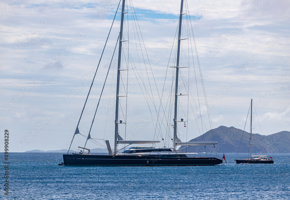 Mega Yacht anchored in Indian Bay, Saint Vincent and the Grenadines Mega Yacht anchored in Indian Bay, Saint Vincent and the Grenadines