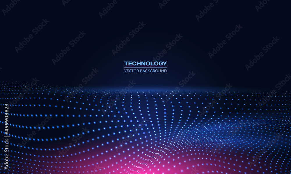 Vector abstract technology digital wave of particles mesh background. Network illustration with particle. Artificial intelligence and big data digital technology abstract background. Vector abstract technology digital wave of particles mesh background. Network illustration with particle. Artificial intelligence and big data digital technology abstract background.