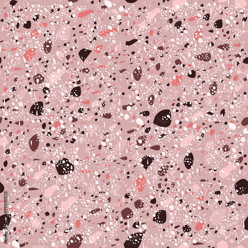 Quadro su tela Terrazzo seamless pattern vector texture in pink colors