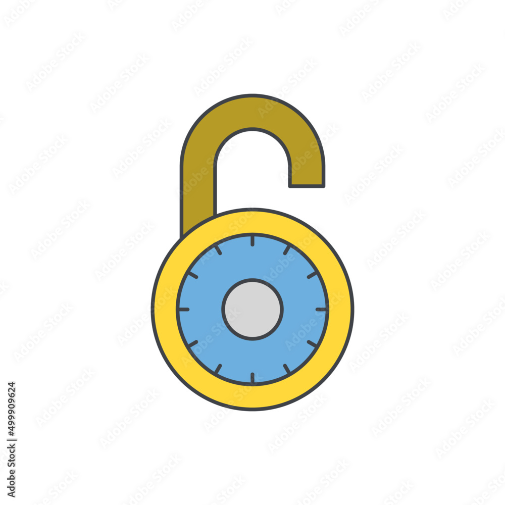 Padlock, protection, unlock icon in color icon, isolated on white background Padlock, protection, unlock icon in color icon, isolated on white background