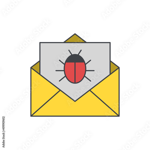 Virus mail, spam icon in color icon, isolated on white background 