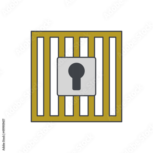 Criminal jail, prison icon in color icon, isolated on white background 